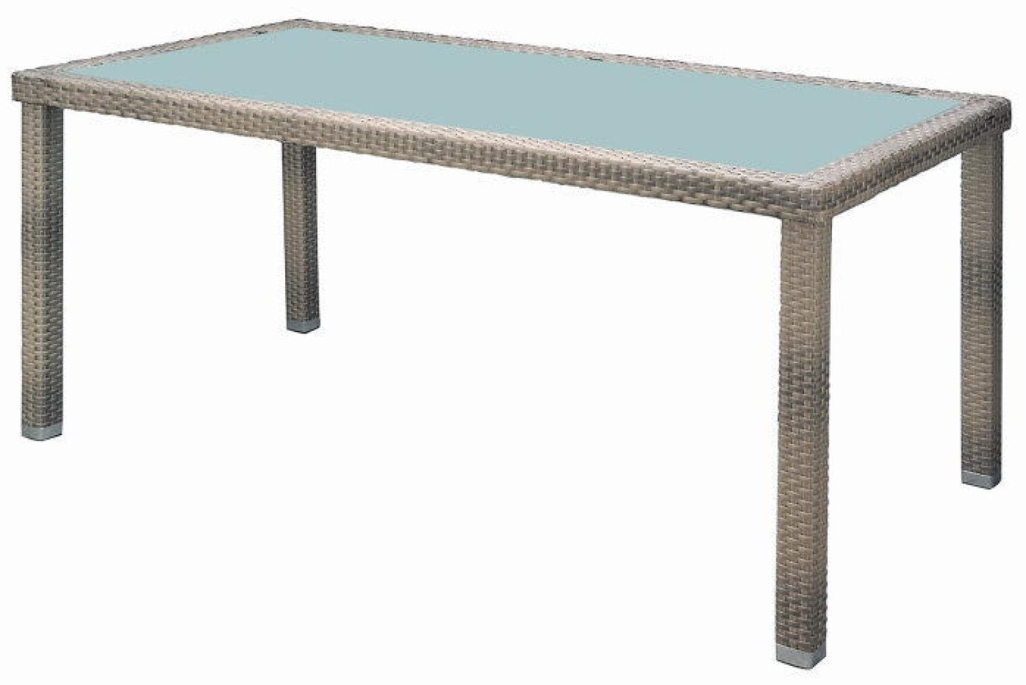 Polyrattan Premium Gartentisch 205x100cm elfenbein Esstisch Garten Glas Tisch Bild 1