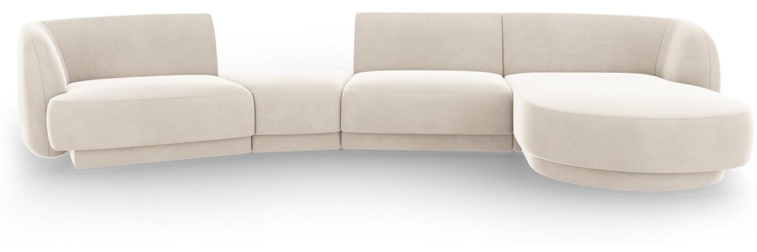 Micadoni Modulares Sofa Miley mit Recamiere 4-Sitzer Rechts Samtstoff Helles Beige Bild 1