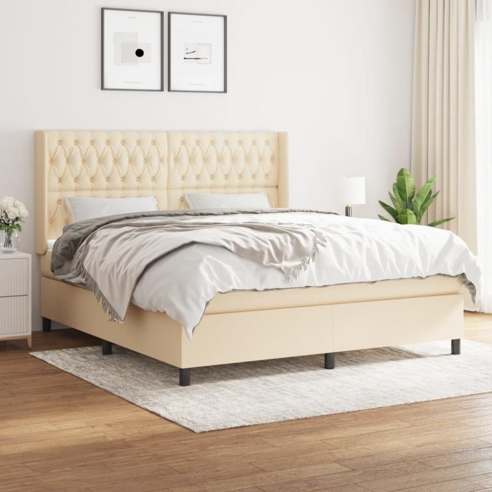 Boxspringbett mit Matratze Stoff Creme 180 x 200 cm, Härtegrad: H2 [3131694] Bild 1