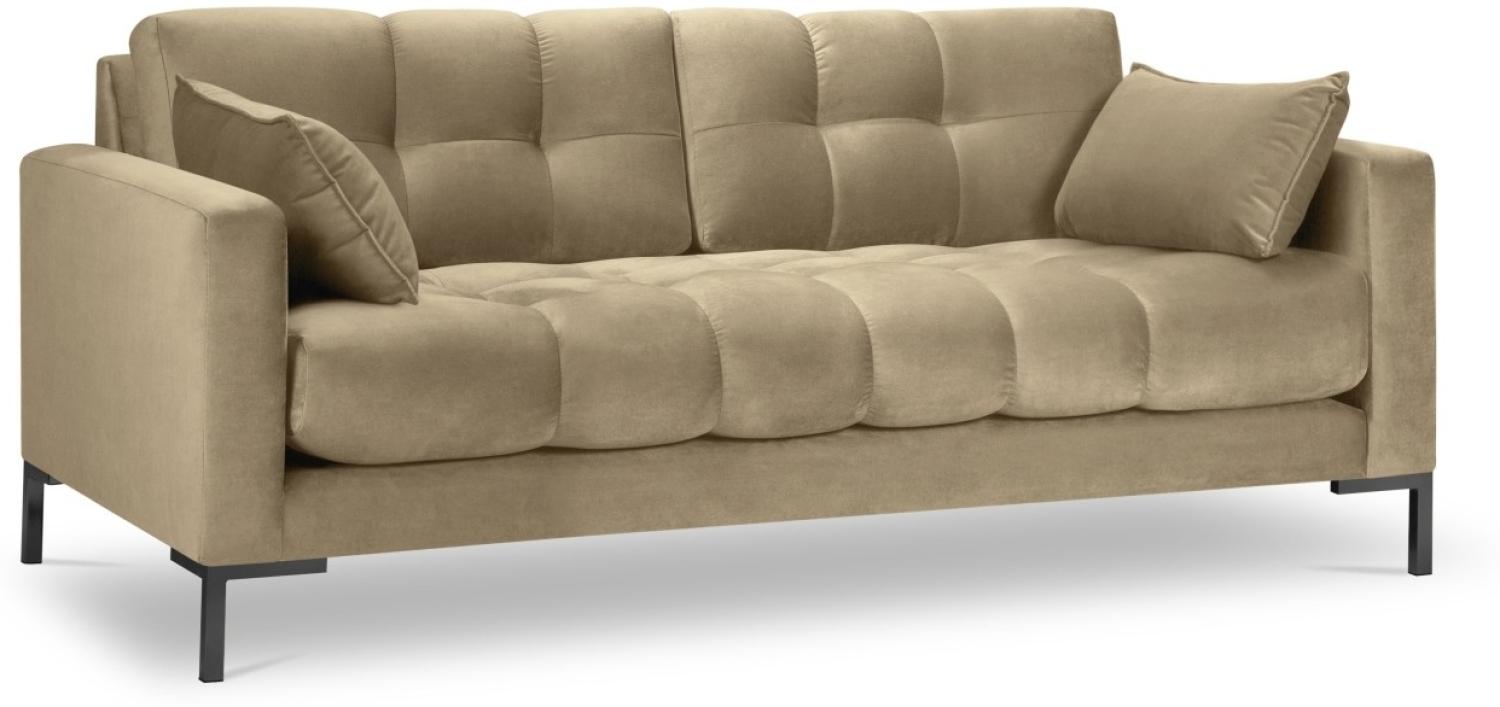 Micadoni 3-Sitzer Samtstoff Sofa Mamaia | Bezug Beige | Beinfarbe Black Metal Bild 1