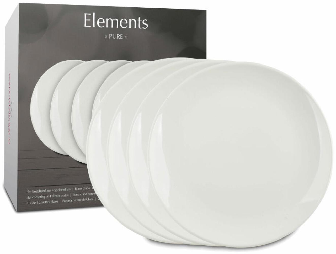 Waechtersbach Speiseteller 4er Set im Geschenkkarton Elements - Pure, Tellerset, Essteller, New Bone China, weiß, 27 cm, 41 5 974 7000 Bild 1