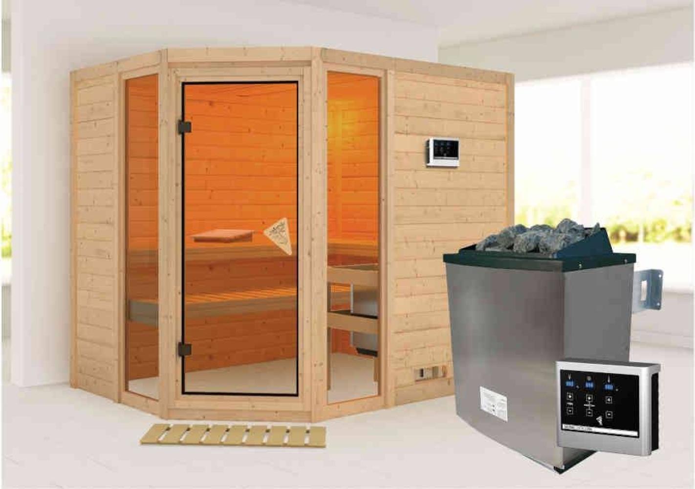 Karibu Sauna Innenkabine Sinai Innensauna 3 Sitzbänke aus Holz Saunakabine mit 40 mm Wandstärke Dampfsauna mit Montagematerial Bild 1