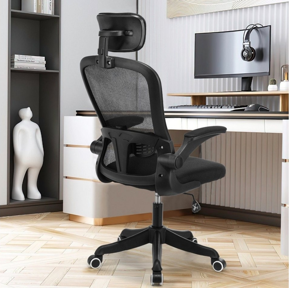 oyajia Bürostuhl Ergonomisch Schreibtischstuhl, Drehstuhl mit Verstellbarer Kopfstütze, Höhenverstellbar Chefsessel, Rückenschonend, Bis 150 kg belastbar Bild 1