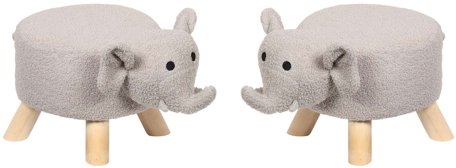 2er Set Kinderhocker - Elefant, hellgrau Bild 1