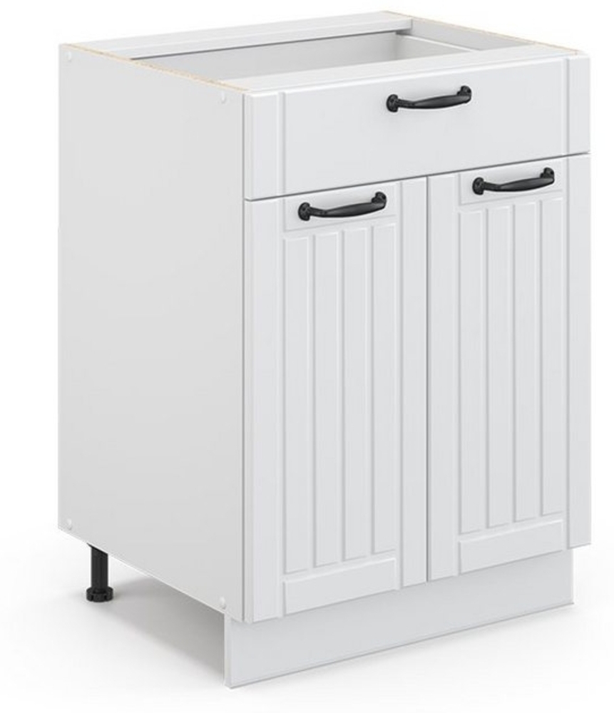 Badschrank Fame-Line Weiß Landhaus 60 x 82 cm mit Schublade, ohne Arbeitsplatte Vicco Bild 1