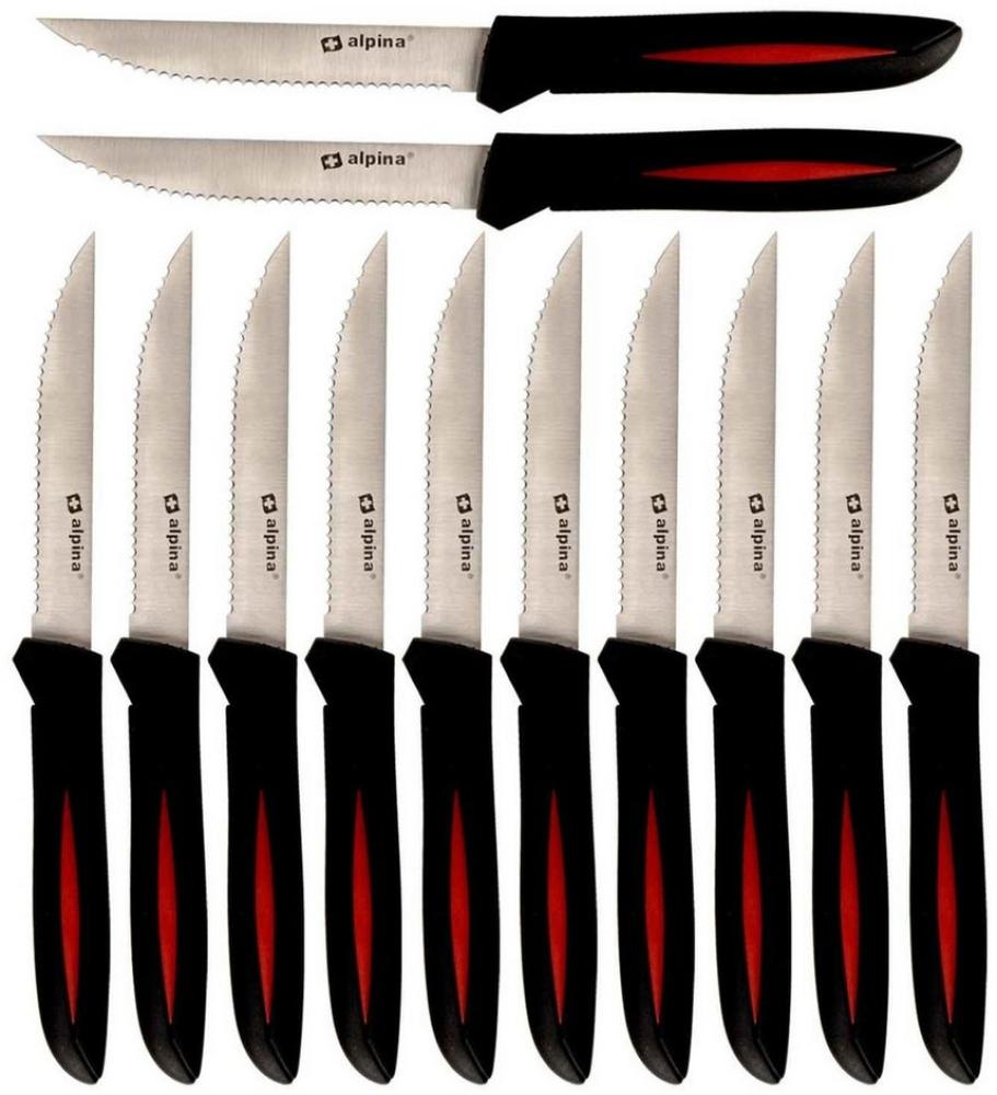 *Alpina* Steakmesser Alpina 12 teiliges Steakmesser-Set aus Edelstahl, schwarz-rot (12 Stück) Bild 1