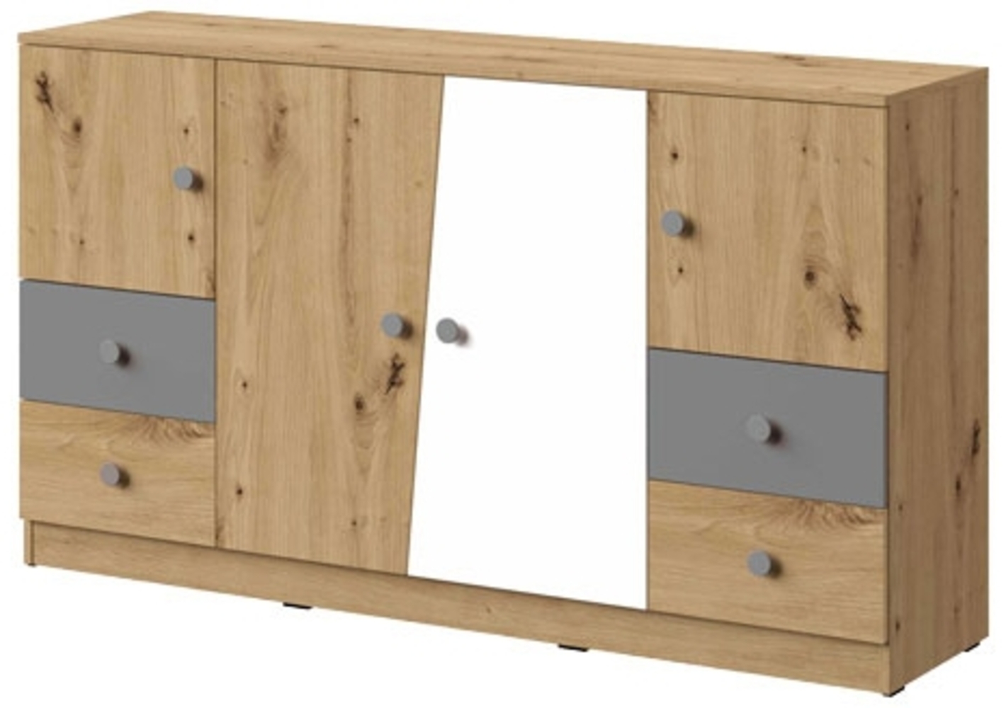 Kommode ""Nero"" Sideboard 160 cm artisan eiche / weiß-grau matt Bild 1