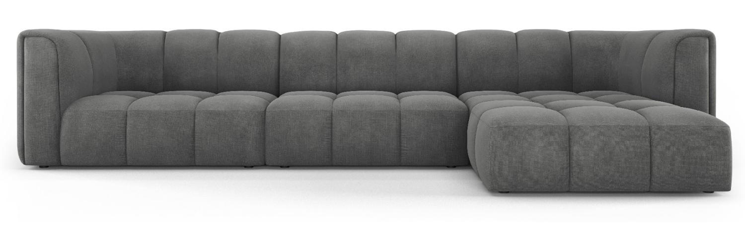 Micadoni Modulares Ecksofa Serena 5-Sitzer Strukturierter Stoff, Dunkelgrau, Rechts Bild 1