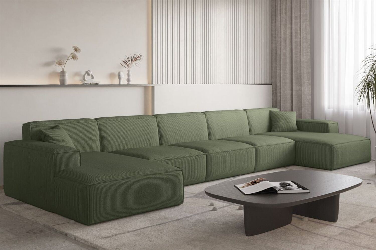 Wohnlandschaft Sofa U-Form CELES PREMIUM XL in Stoff Scala Forest Bild 1