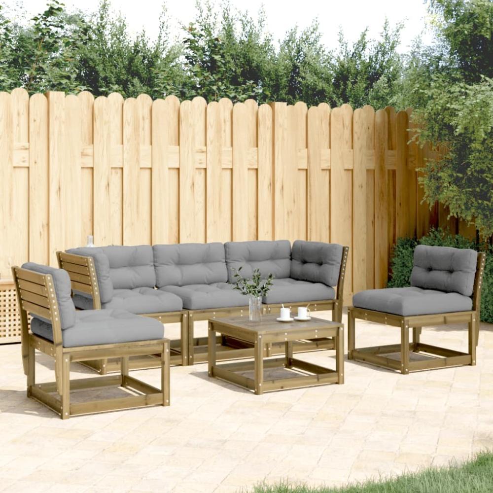 vidaXL 5-tlg. Garten-Sofagarnitur mit Kissen Kiefernholz Imprägniert 3216984 Bild 1