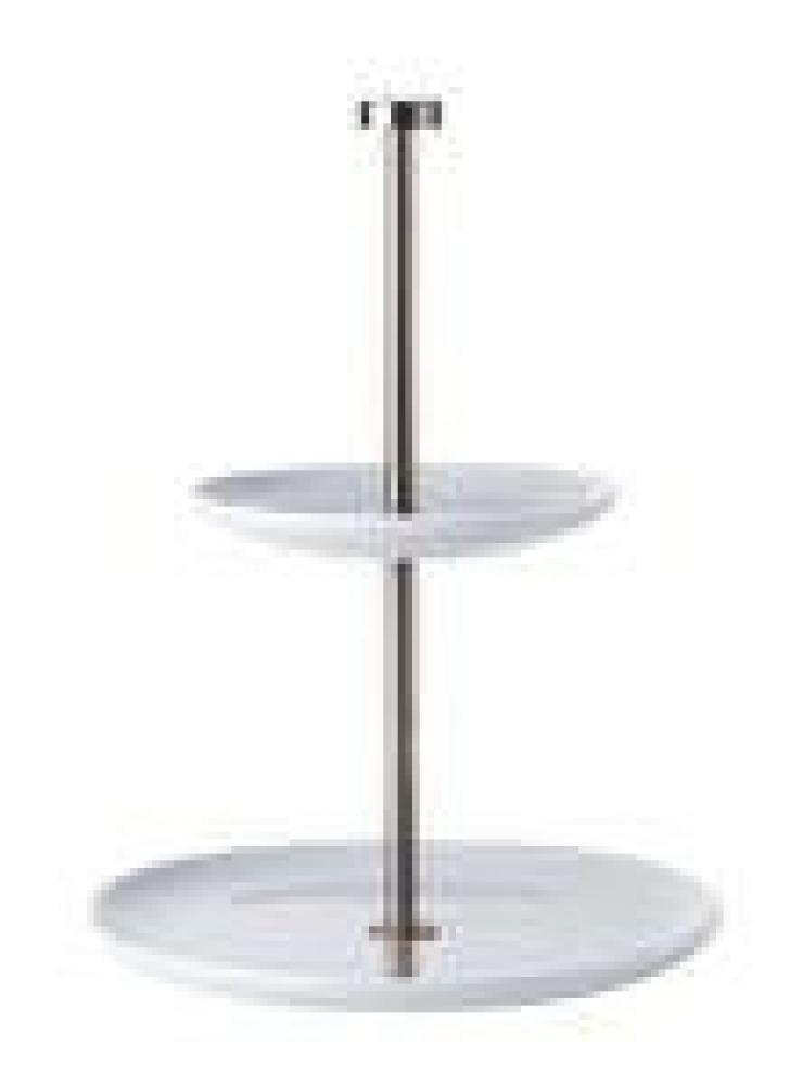 ASA Selection Grande Etagere Flach, 2 stufig, Keramik / Edelstahl, Weiß, H 25 cm, 92152146 Bild 1