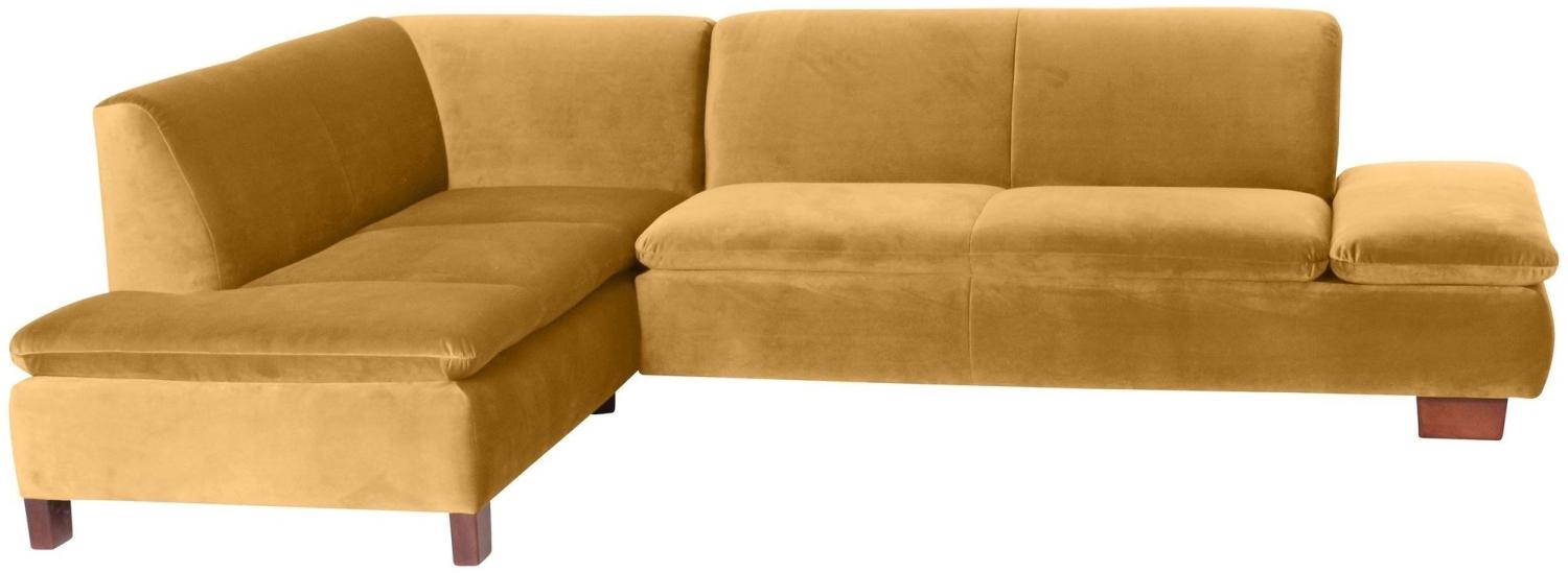 Ecksofa mit Ottomane links Kaye Bezug Samtvelours Buche nussbaum dunkel / mais 23097 Bild 1