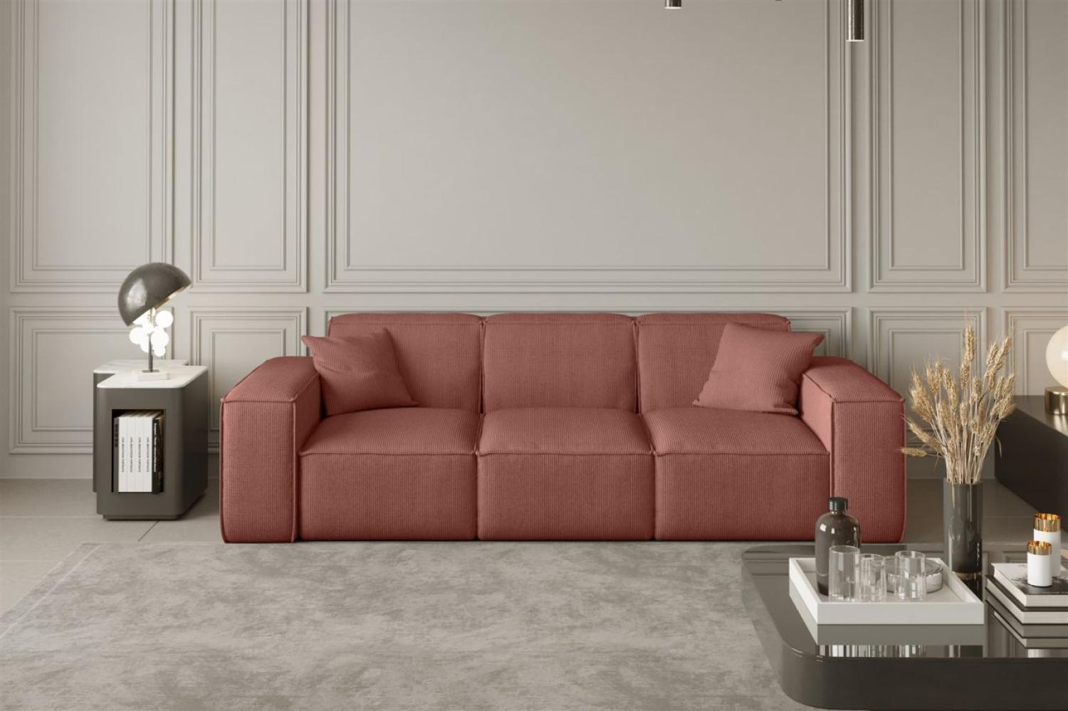 Sofa Designersofa CELES 3-Sitzer in Stoff Scala Koralle Bild 1