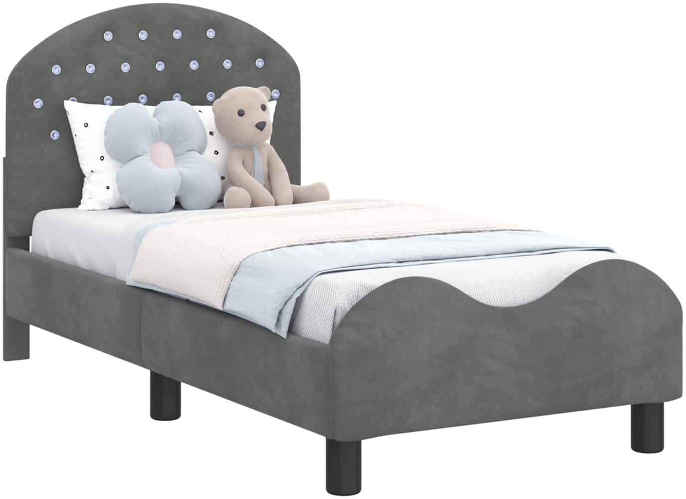 vidaXL Kinderbettgestell mit Kopfteil Dunkelgrau 70x140 cm Samt 42011100 Bild 1