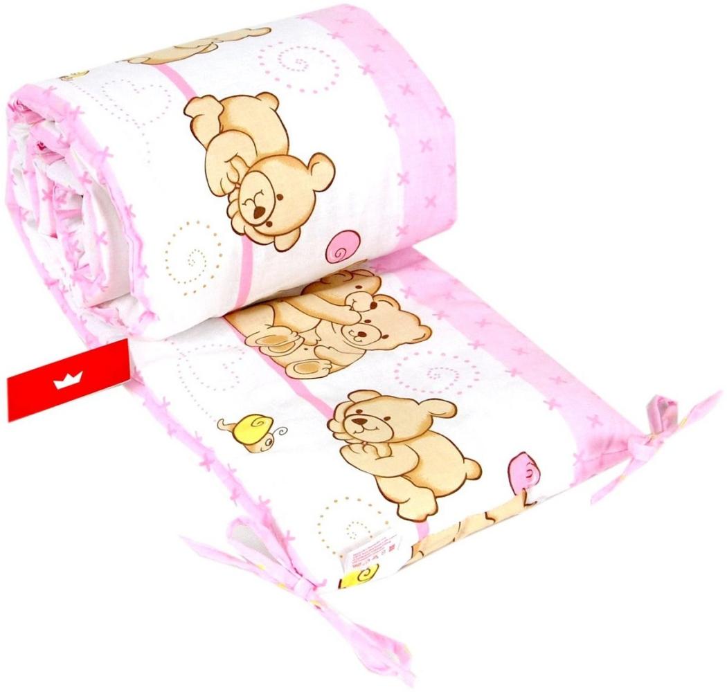 BabyLux Bettnestchen BABYLUX Bettumrandung NESTCHEN Bettnestchen 210 x 30 cm Babybett, 64. Teddybären Rosa Bild 1