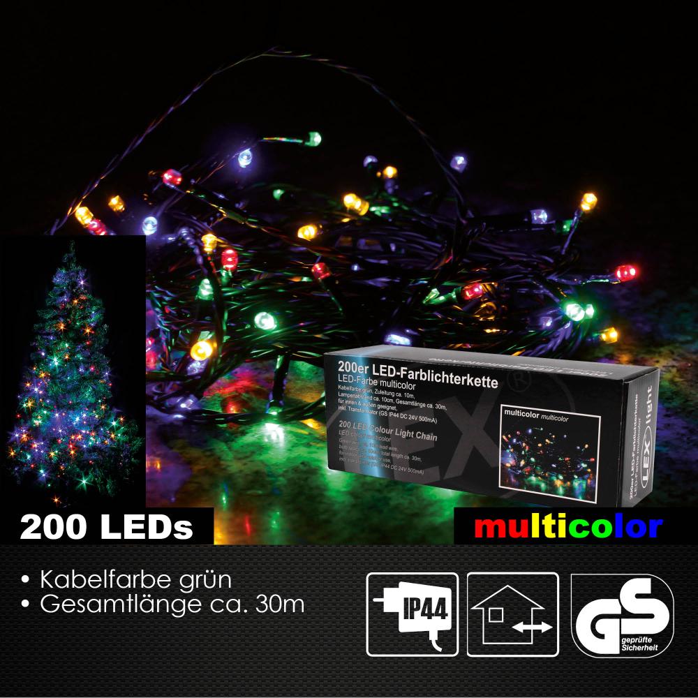 200er LED Lichterkette Außen Innen Partylicht Weihnachtslichterkette bunt Bild 1