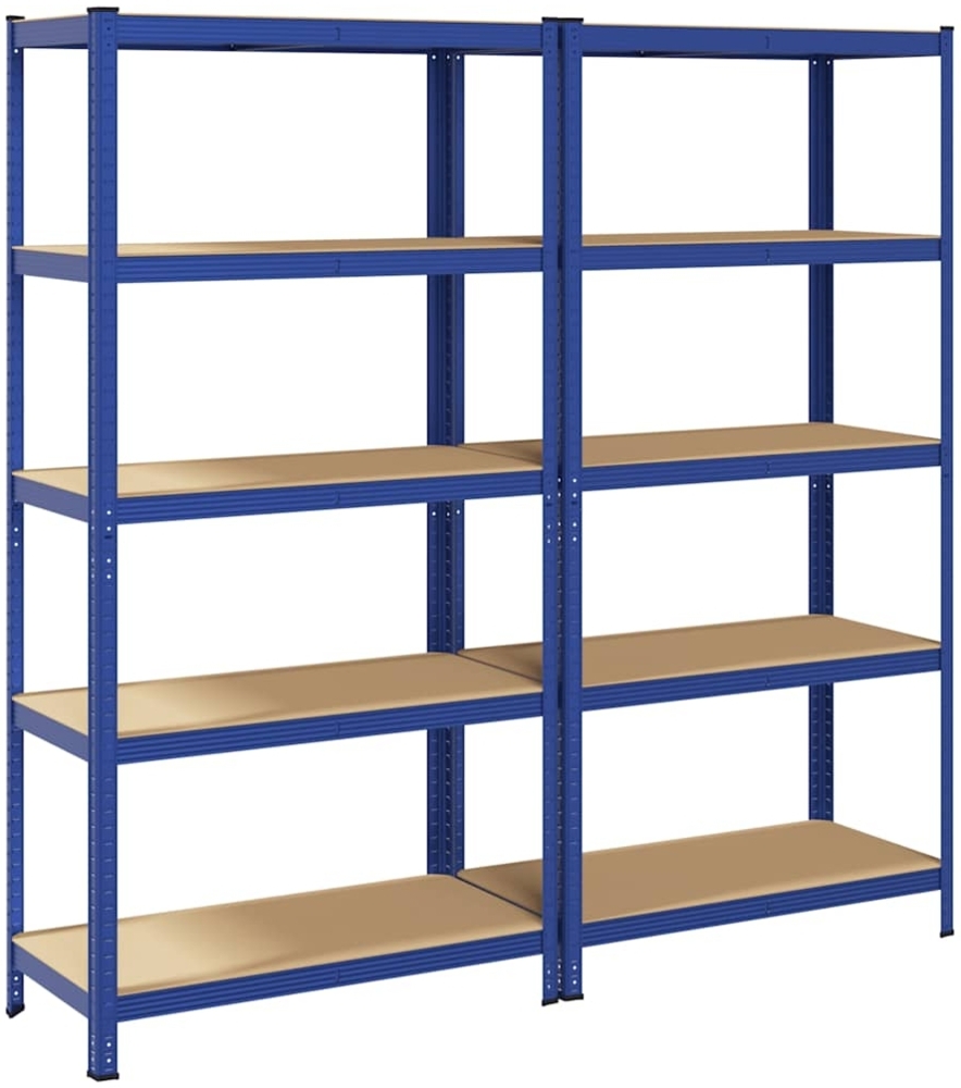 vidaXL Lagerregale mit 5 Böden 2 Stk. Blau Stahl & Holzwerkstoff 3307605 Bild 1