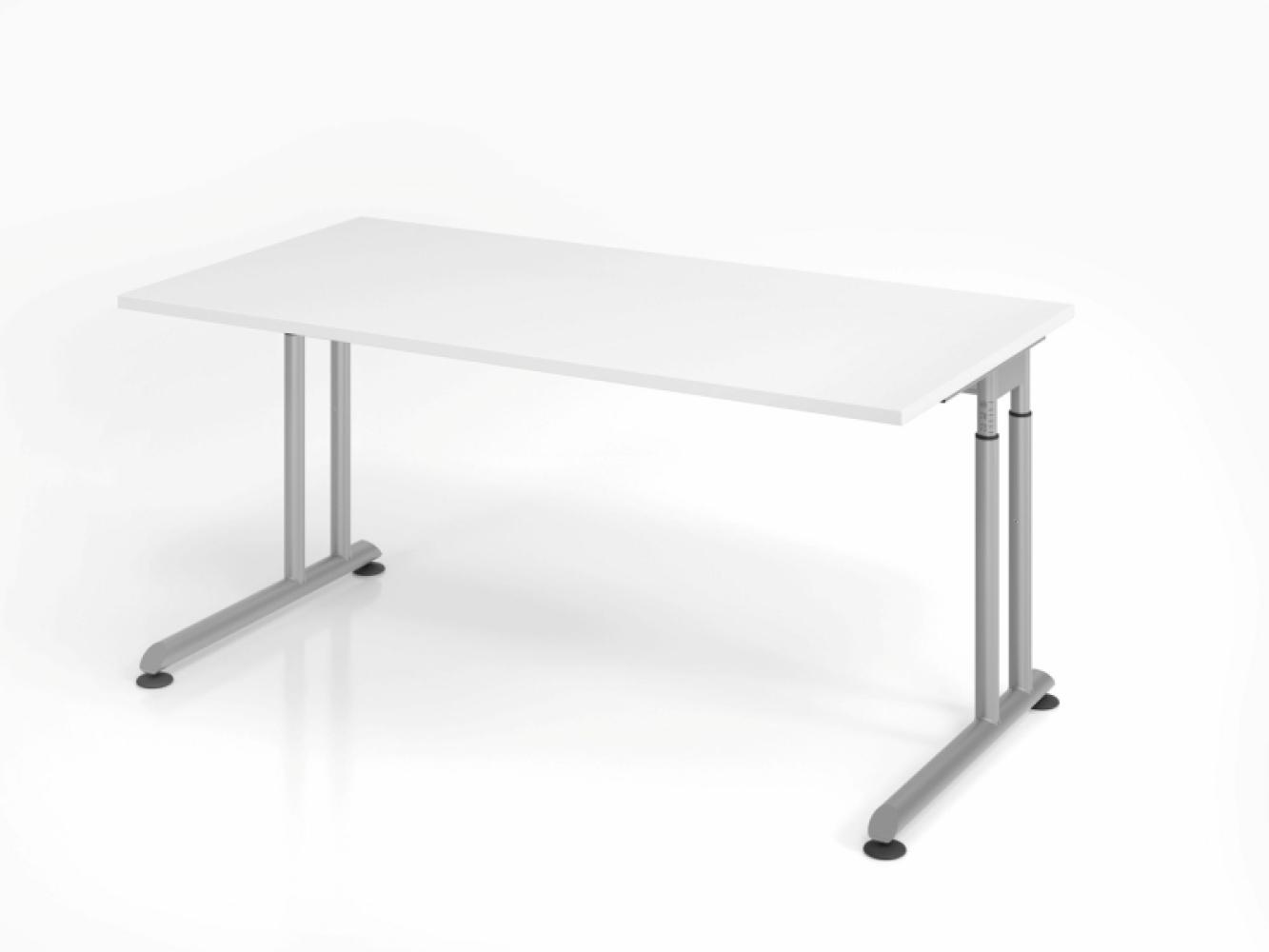 Schreibtisch C-Fuß 160x80cm Weiß/Silber Bild 1