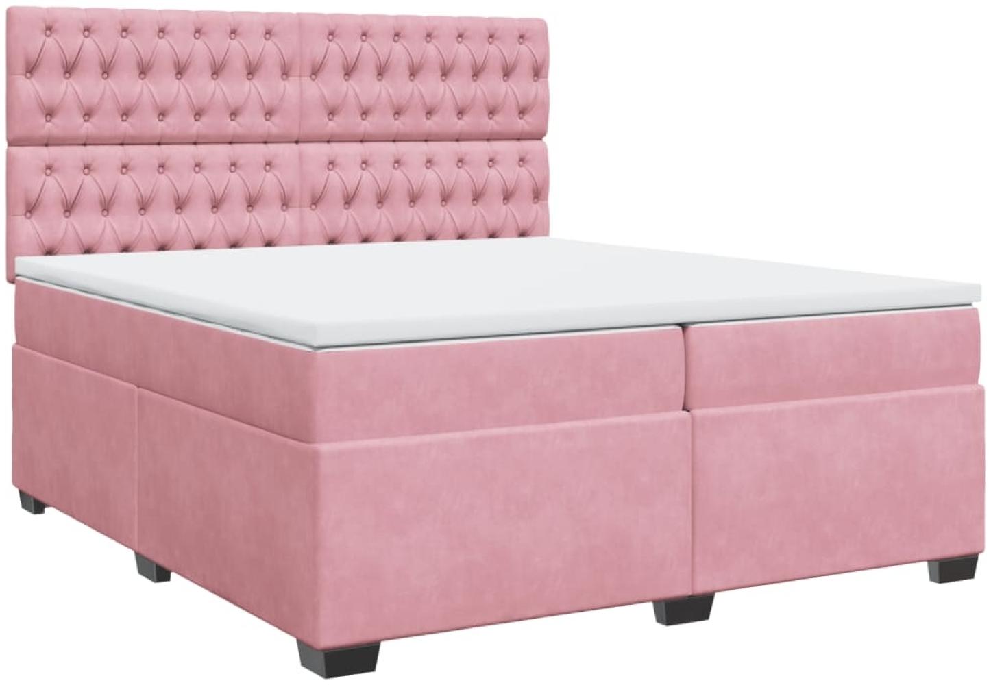 vidaXL Boxspringbett mit Matratze Rosa 200x200 cm Samt 3291013 Bild 1