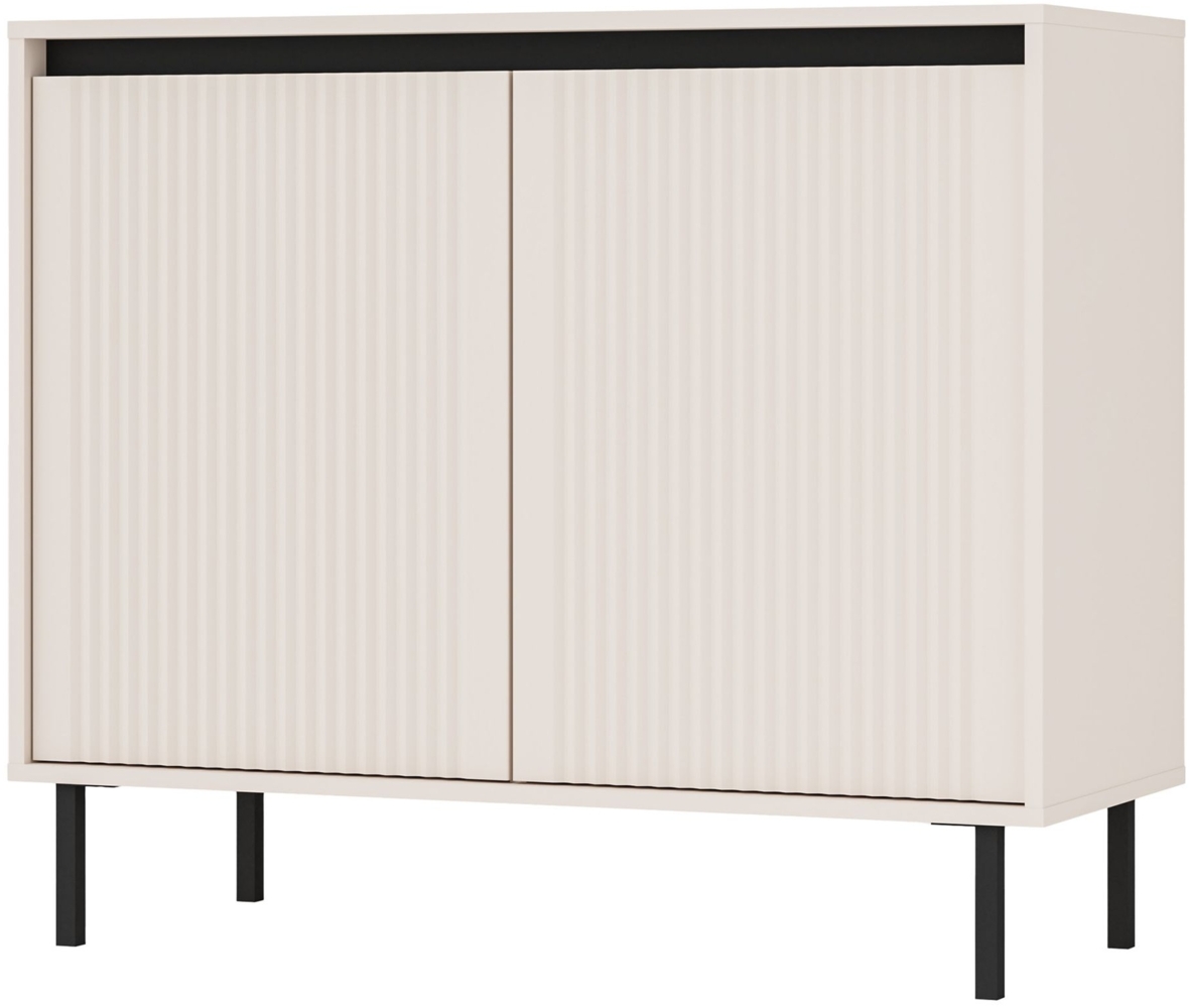 Selsey 'Osaka' Sideboard 2-türig mit geriffelten Fronten, sandbeige, ca. 85 x 100 x 40 cm Bild 1