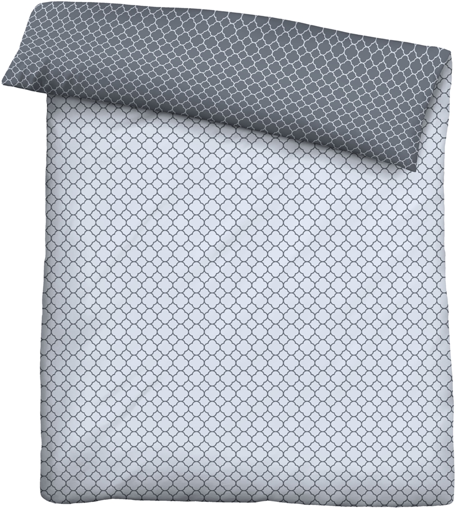 biberna 0636045 Mako-Satin Bettwäsche GRAFIK - MIX & MATCH, blau, 1x 155x200 cm + 1x 80x80 cm Bild 1