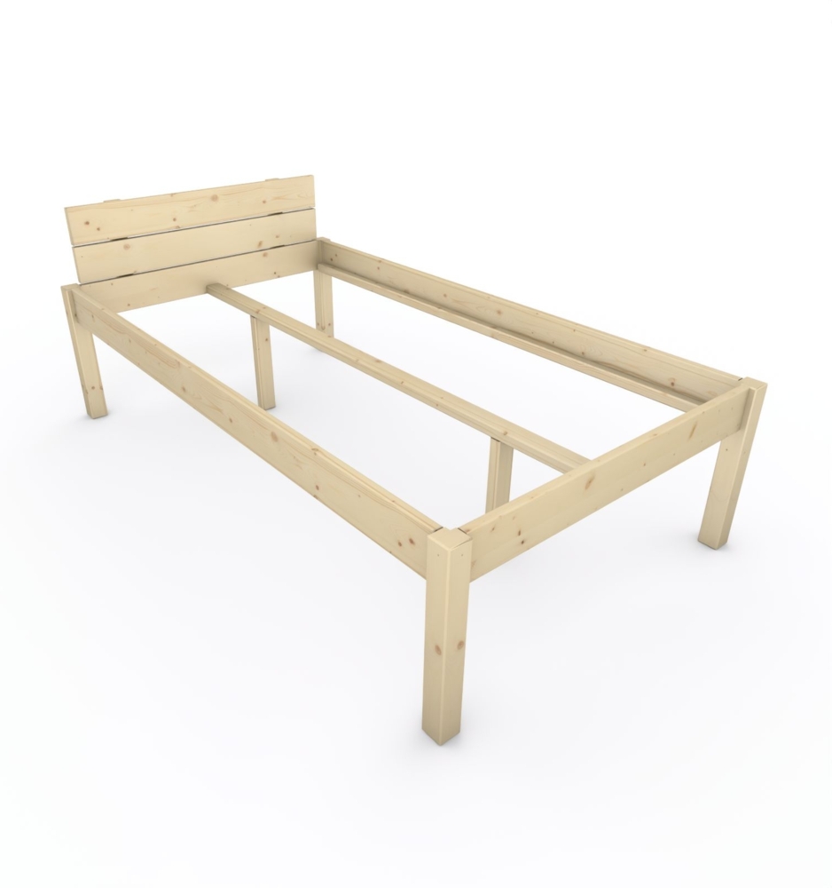Pfostenbett "metallarm" Fichte Holzbett "Daybett" 120 x 220cm 58cm Einzelbett Bild 1
