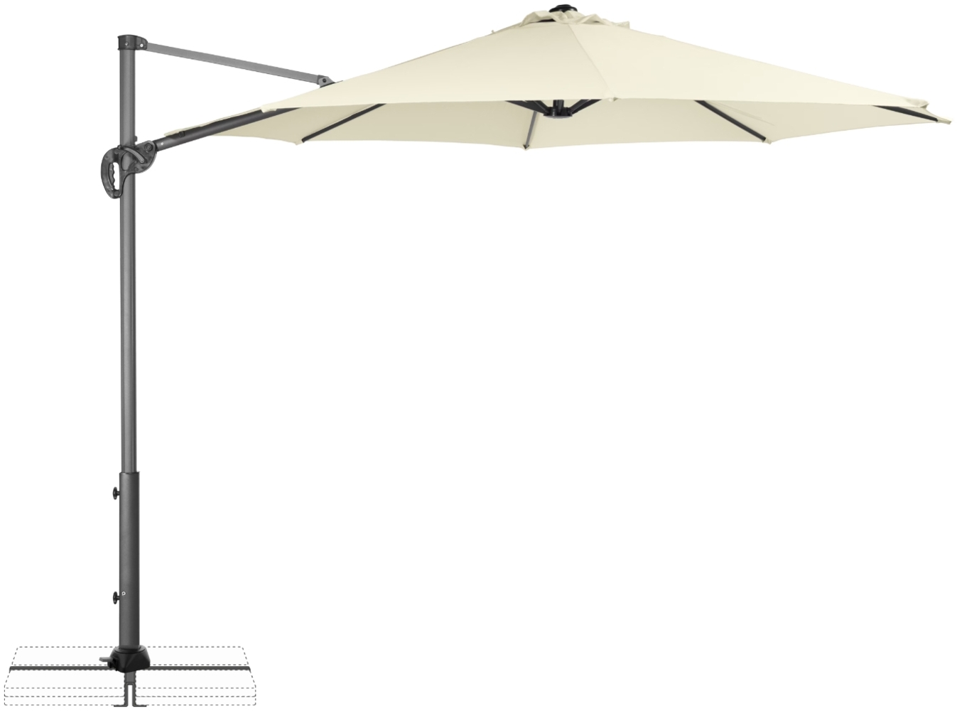 Derby by Doppler Sonnenschirm / Ampelschirm "Ravenna Smart 300", inkl. Standkreuz, natur, Ø 300 cm Bild 1