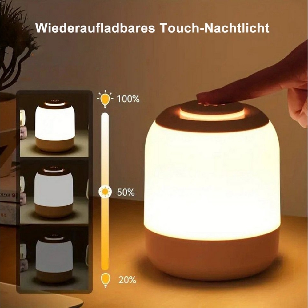 OYLCDI Nachttischlampe LED Nachttischlampe LED Nachtlicht, Dimmbar Atmosphäre Tischlampe, LED fest integriert, Weißes Licht, warmes Licht, neutrales Licht, mit Batterie, USB-Aufladung, mit Touch-Sensor,Tragbare Nachtlicht für Kinder/Erwachsene Bild 1