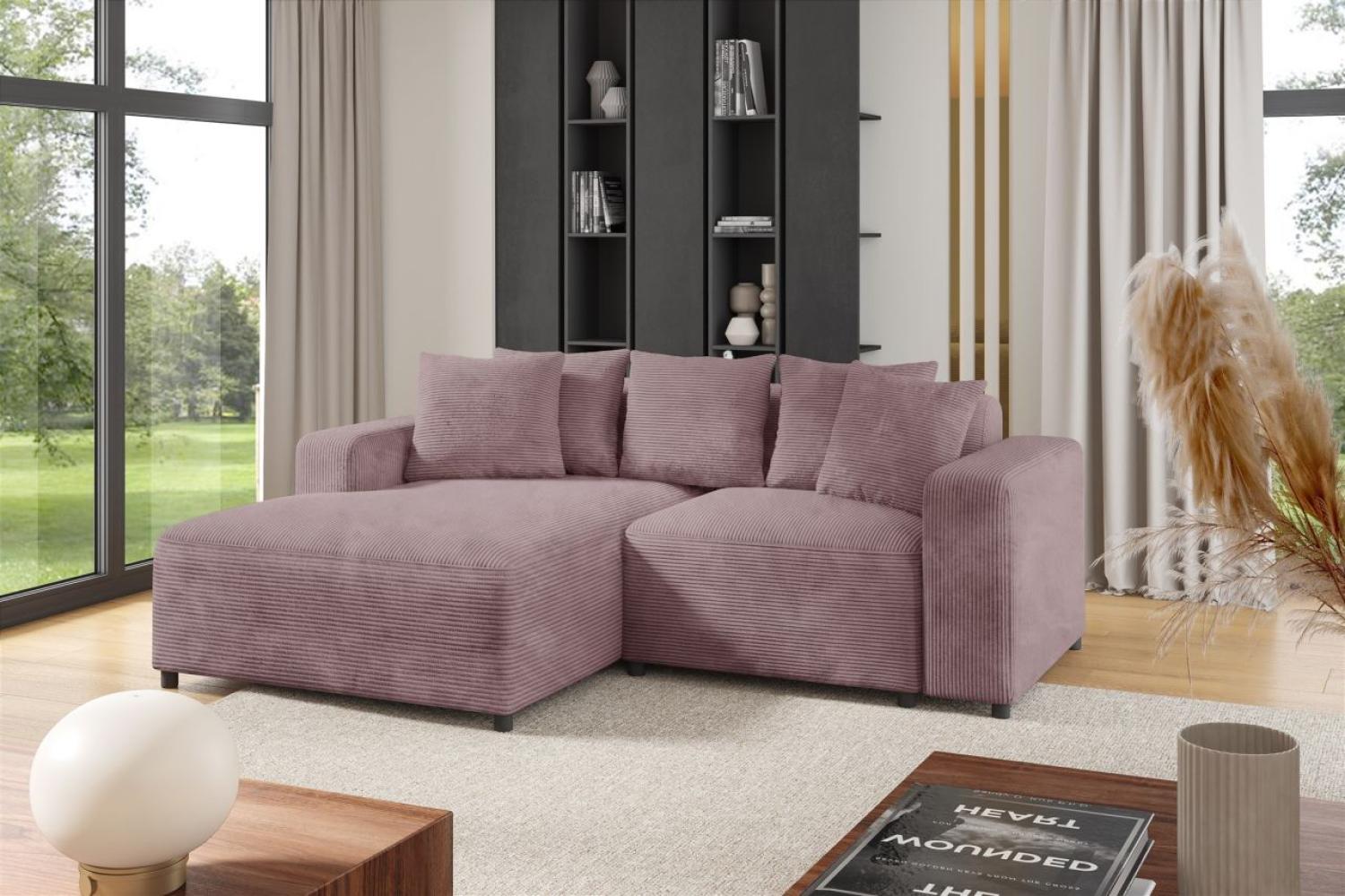 Ecksofa Designersofa Sofa MEGAN XS in Stoff Poso Altrosa Ottomane Links Bild 1