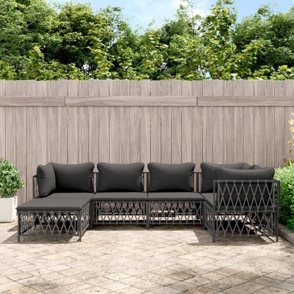 vidaXL 6-tlg. Garten-Lounge-Set mit Kissen Anthrazit Stahl 3186893 Bild 1