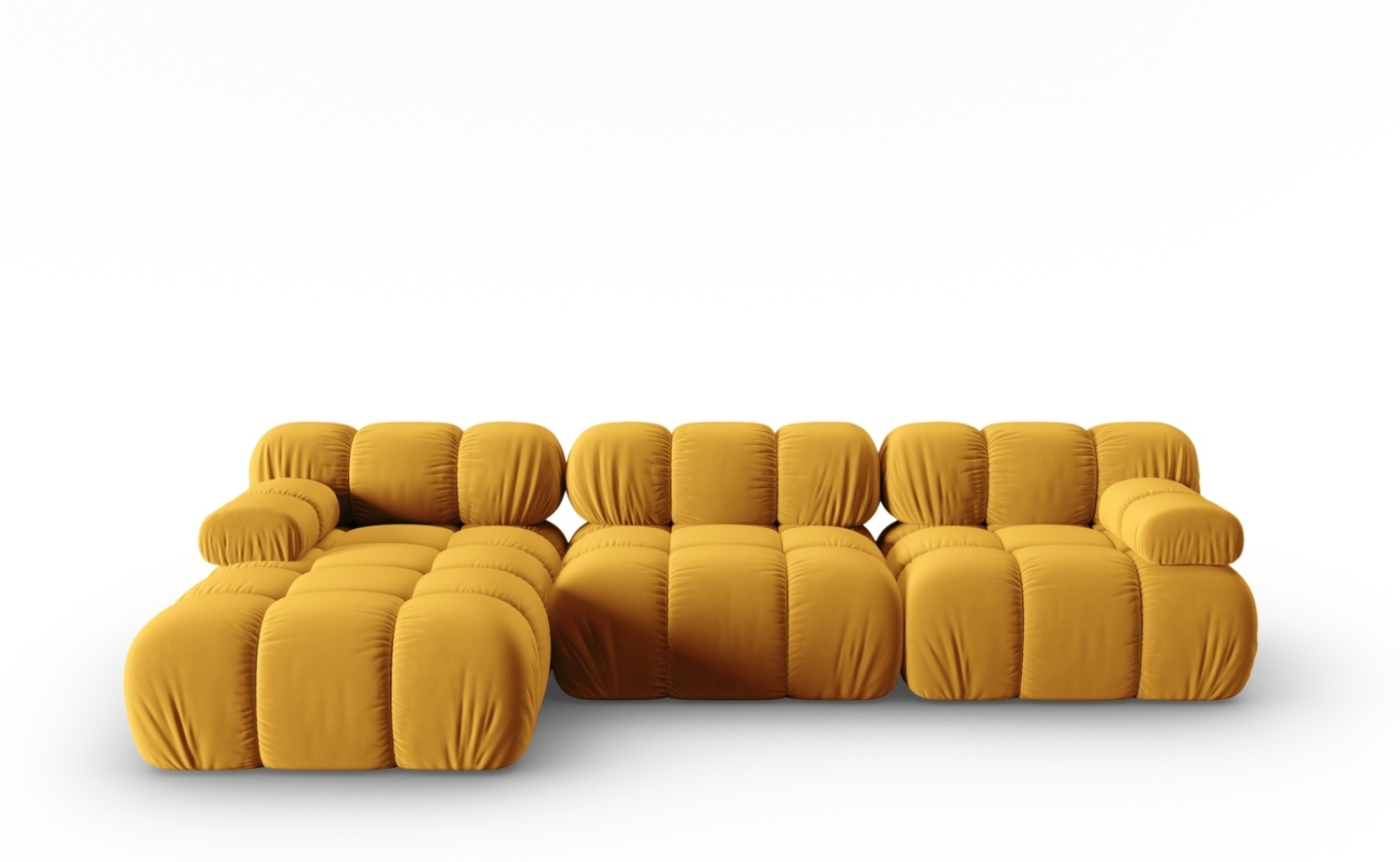 Micadoni Modulares Ecksofa Bellis 4-Sitzer Links Samt Bluvel Gelb Bild 1