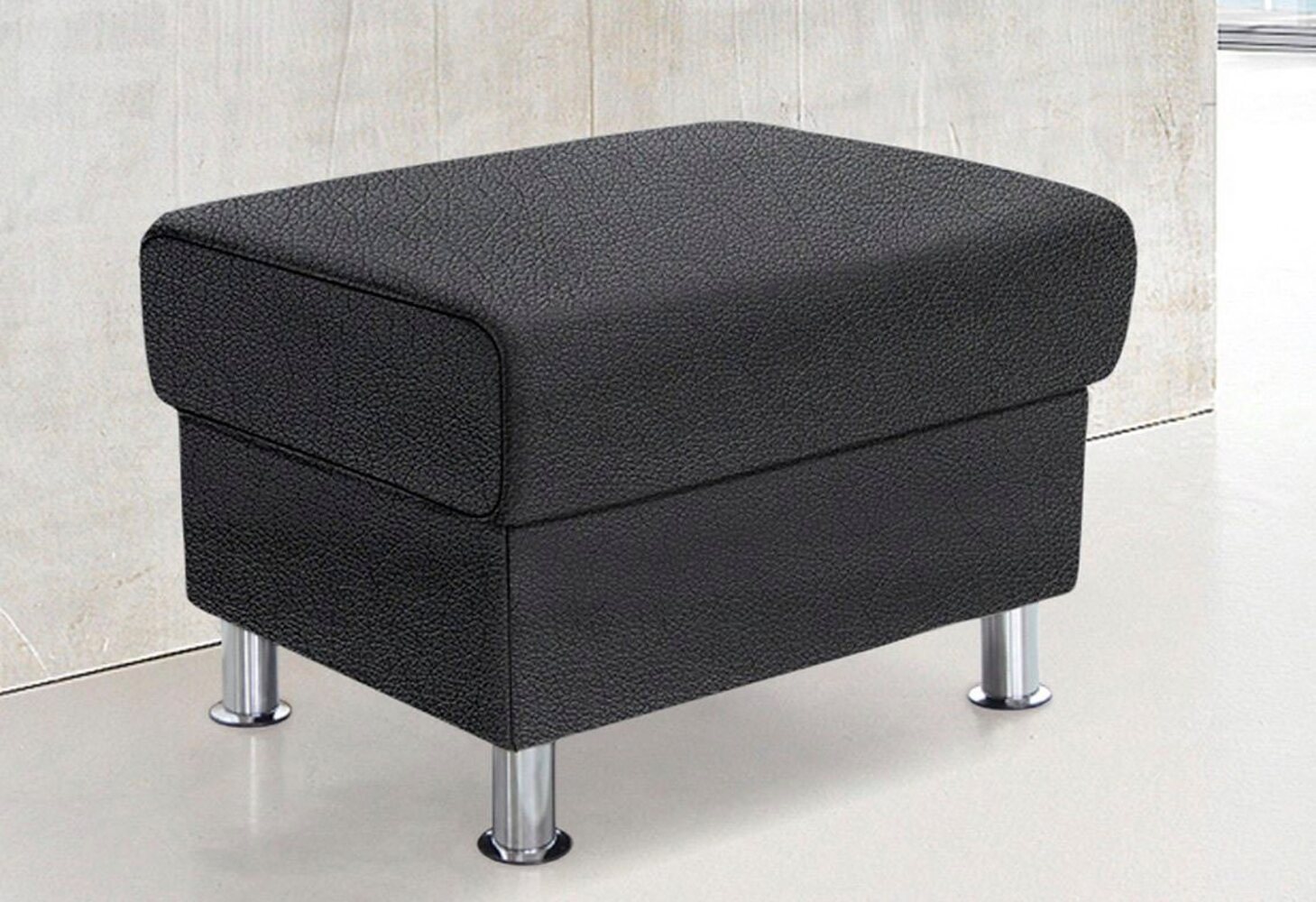 TRENDMANUFAKTUR Hocker Rondo, Polsterhocker zur Serie, Breite 67 cm, Füße chromfarben, Fußhocker wahlweise mit Federkern, in verschiedenen Bezügen bestellbar Bild 1