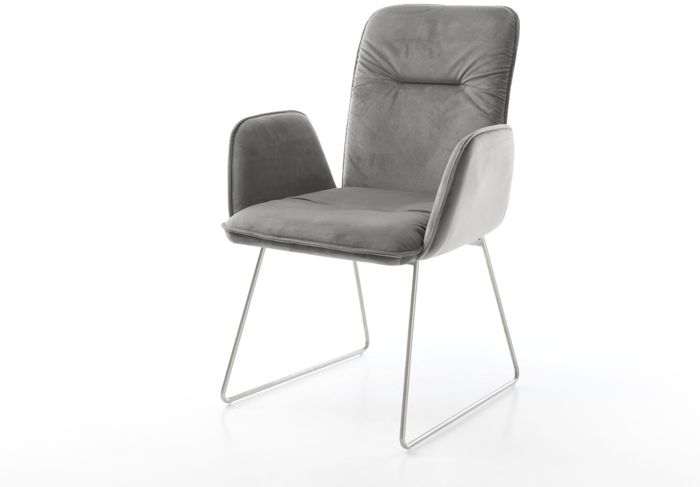 Esszimmerstuhl Vinja-Flex Samt Grau Kufengestell Edelstahl Bild 1