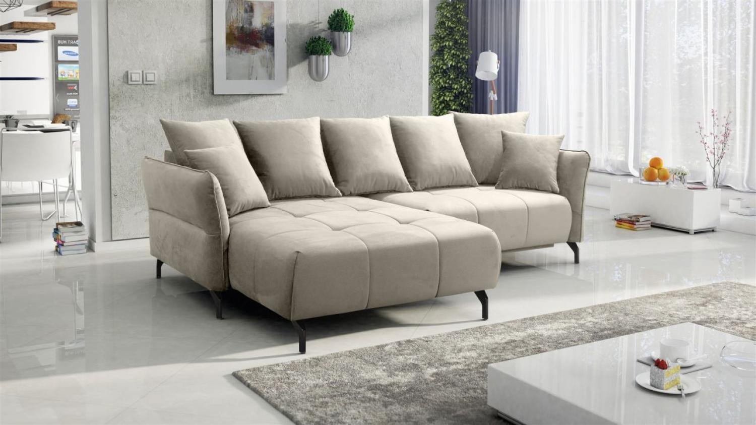 Ecksofa Schlafsofa Sofa SADIE Stoff Element Hellbeige Ottomane Links Bild 1