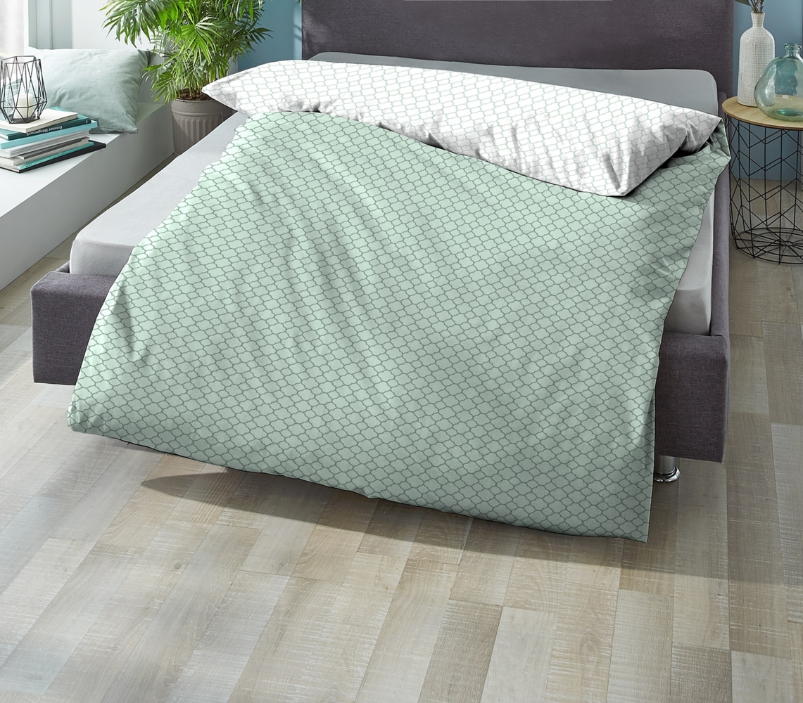 biberna 0636045 Mako-Satin Bettwäsche GRAFIK - MIX & MATCH, mint, 1x 155x200 cm Bild 1