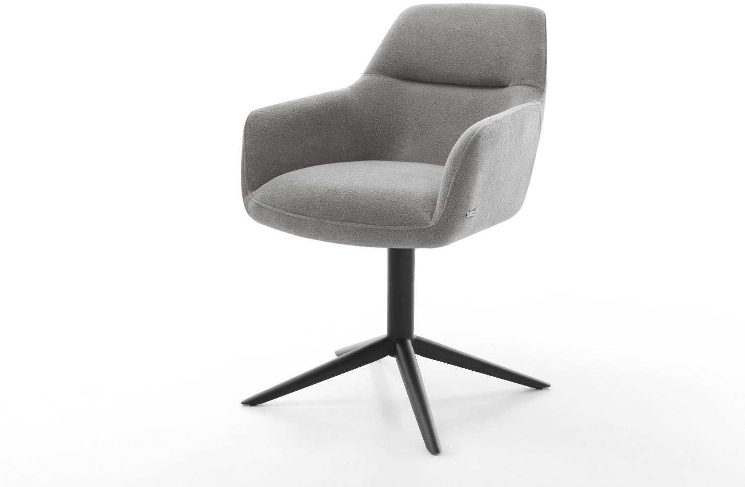 Drehstuhl Pejo-Flex Strukturstoff Soft Grau Fußkreuz Schwarz 360° drehbar Wippfunktion Taschenfederkern Bild 1