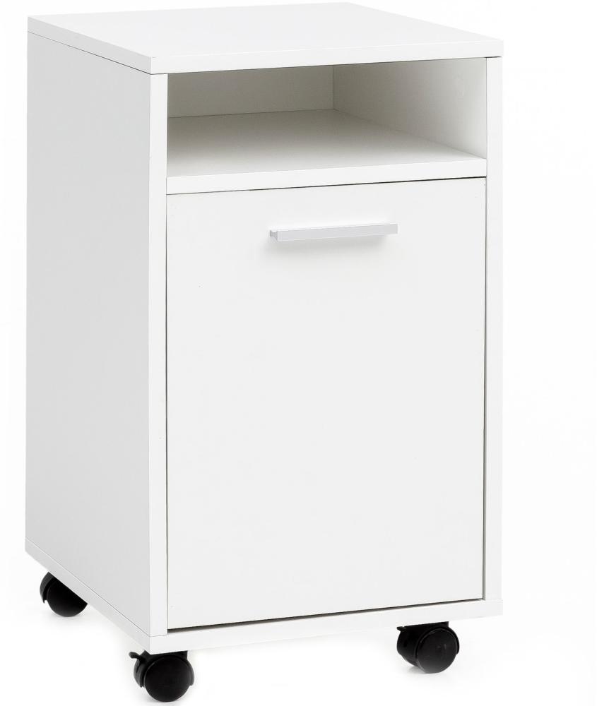 Kadima Design Rollcontainer "Ossola": 2 Türfächer, Ablagefach, Rollen mit Bremsen, Melaminharz-Beschichtung, einfacher Aufbau. Weiß, 33x38x60 cm Bild 1