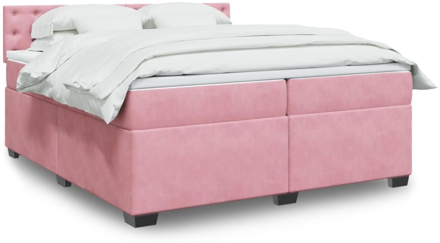 vidaXL Boxspringbett mit Matratze Rosa 200x200 cm Samt 3286419 Bild 1