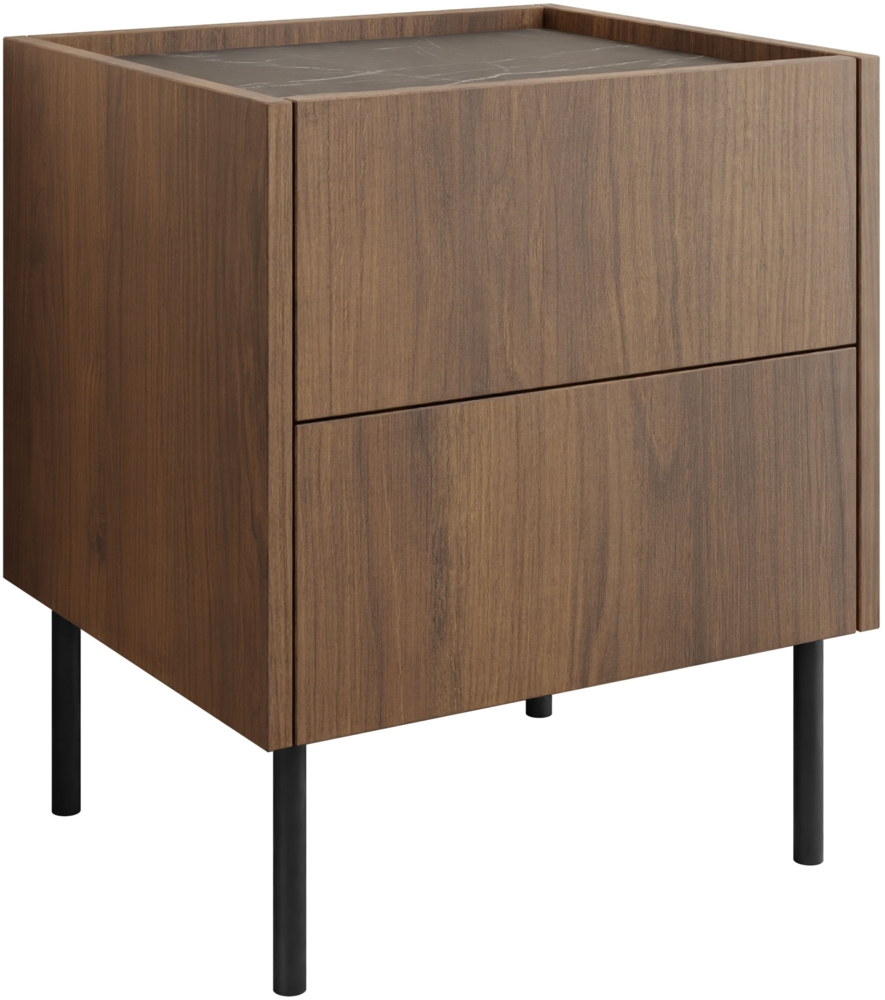 Nachttisch Tewos S40 S2 (Farbe: Nuss Warmia / Nuss Warmia + Marmor Schwarz) Bild 1