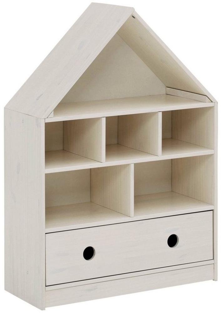 loft24 Regal Allie, Bücherregal in Hausoptik aus Kiefer mit Schublade, Landhausstil Bild 1