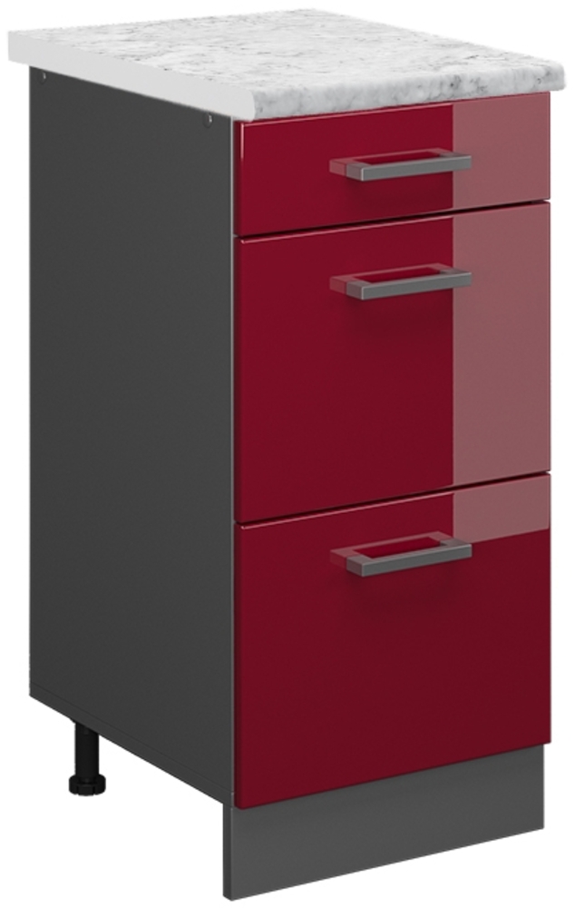 Küchenunterschrank R-Line Rot Hochglanz 40 cm AP Marmor Vicco Bild 1