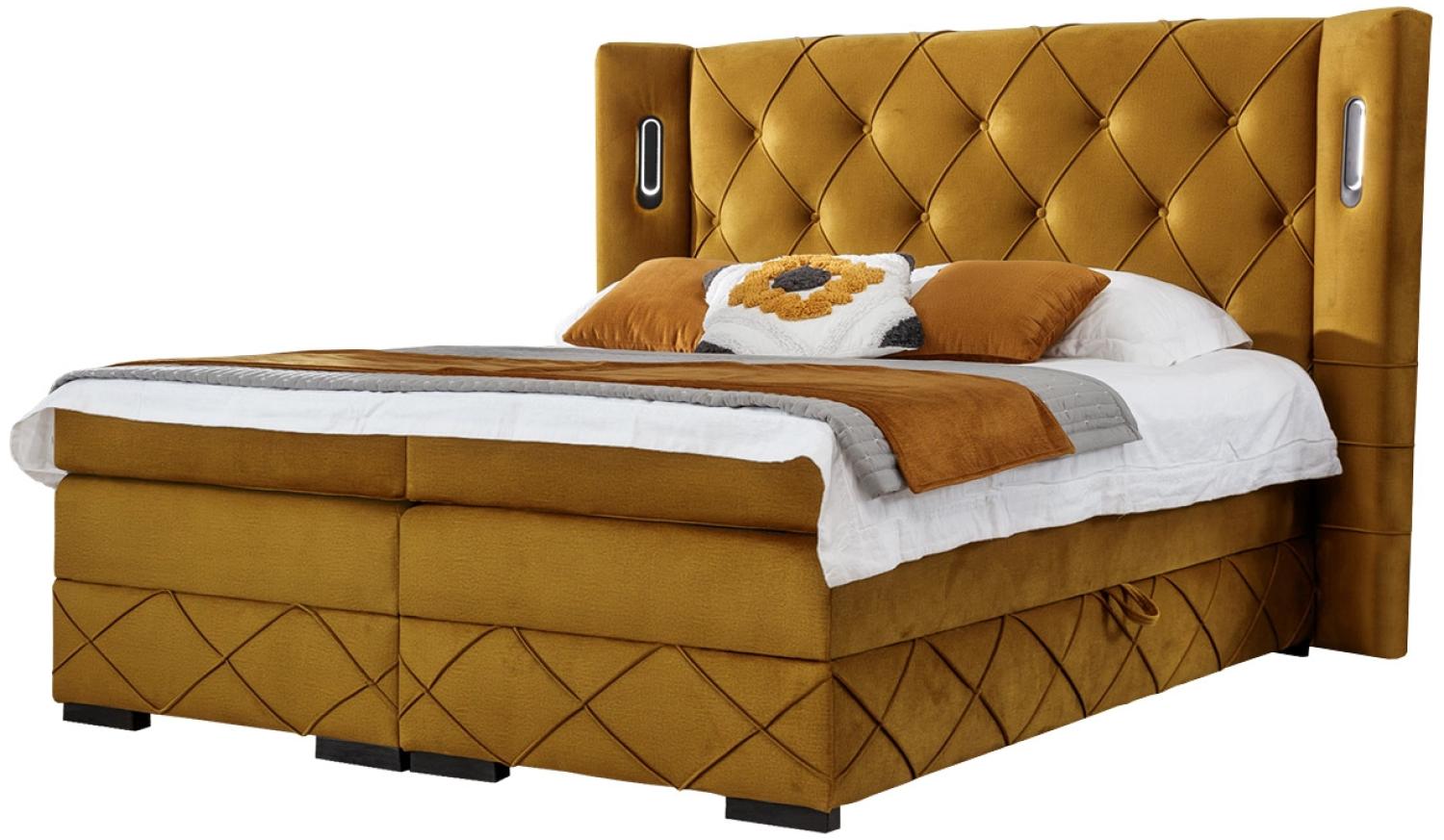 Boxspringbett Fazzle Lux, Orange, 140 x 200 cm Bild 1