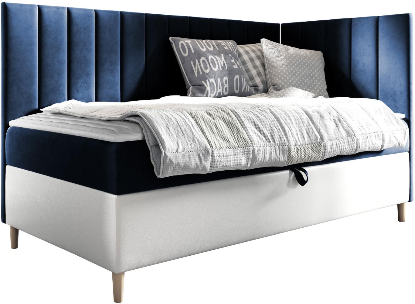 Boxspringbett Chapeni 'Junior 3' blau 90 x 200 cm Rechts Bild 1