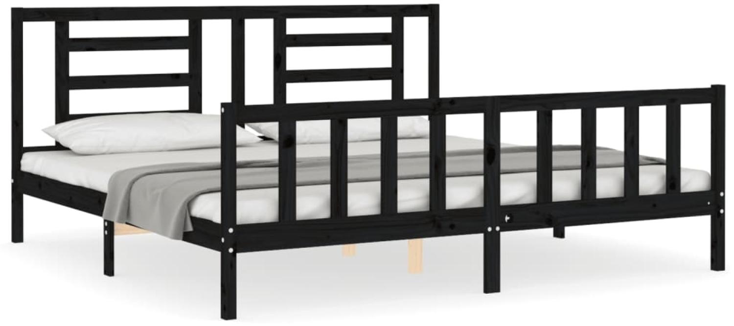 vidaXL Massivholzbett mit Kopfteil Schwarz 200x200 cm 3192905 Bild 1