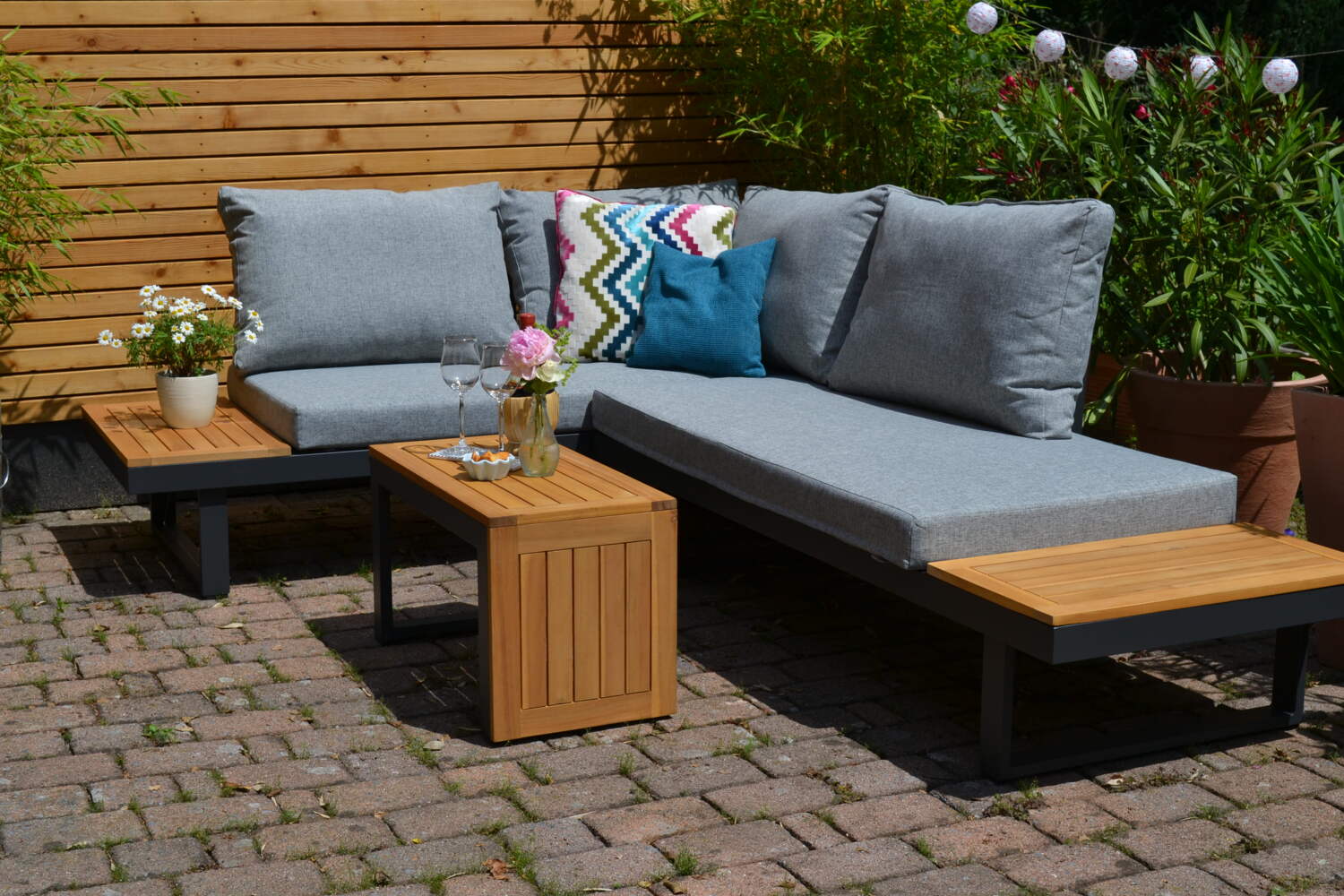 Ecklounge Olympia Polster hellgrau / mittelgrau Bild 1
