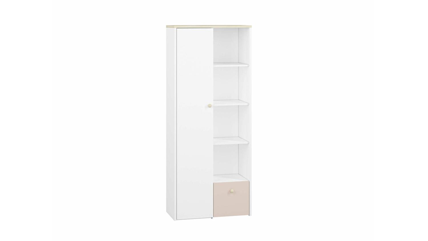 Stylefy Molli Kleiderschrank IV Weiß Buche Fjord Hellrosa Bild 1