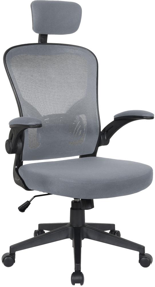 Bürostuhl Ergonomisch Drehstuhl Schreibtischstuhl Mesh Netzstoff office Stuhl Schwarz / Grau mit Kopfstütze Bild 1