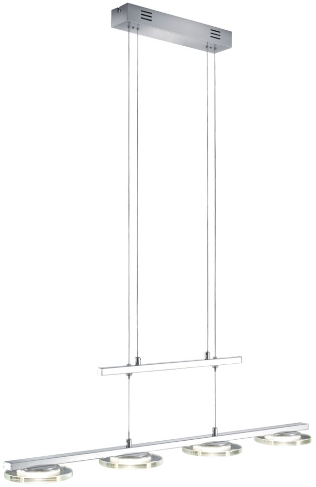 LED Pendelleuchte, 4-flammig, Metall Glas, chrom, H 93 cm Bild 1