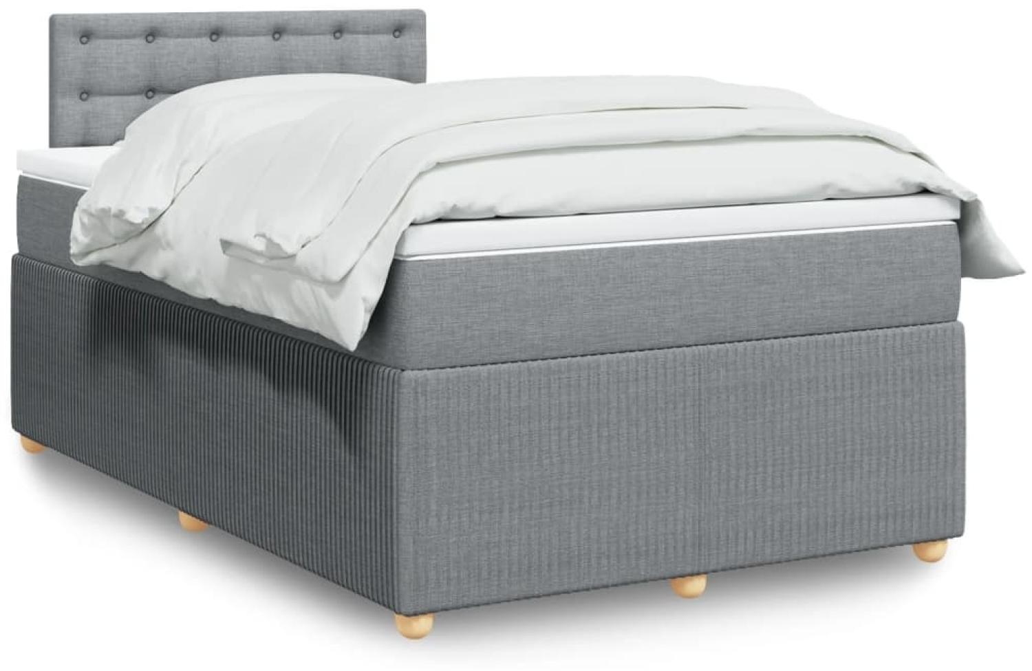 vidaXL Boxspringbett mit Matratze Hellgrau 120x200 cm Stoff 3289737 Bild 1