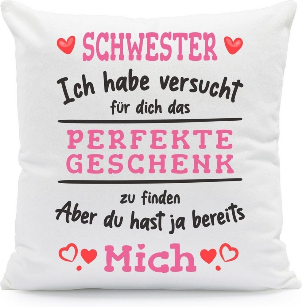 GRAVURZEILE Zierkissen mit Spruch - Das Perfekte Geschenk - Für Familie & Freunde -, starke Farben ohne verblassen - Schwester - mit Füllung Bild 1